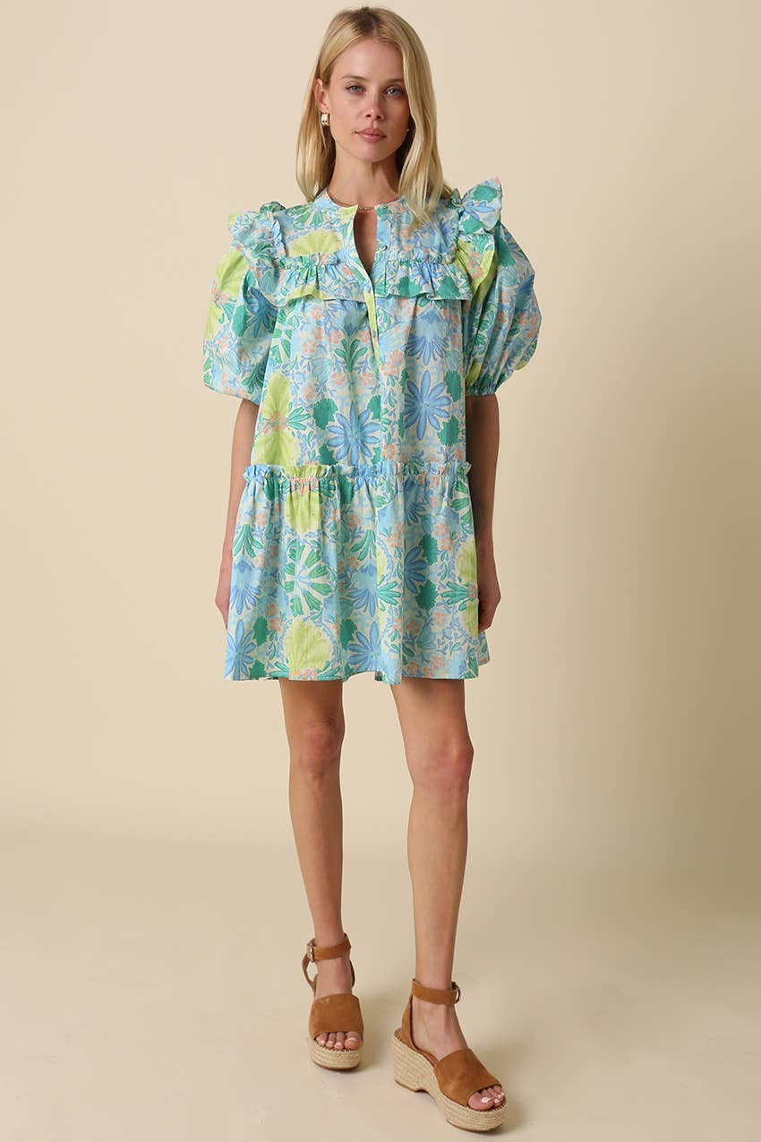 Lilah Floral Ruffle Shoulder Dress