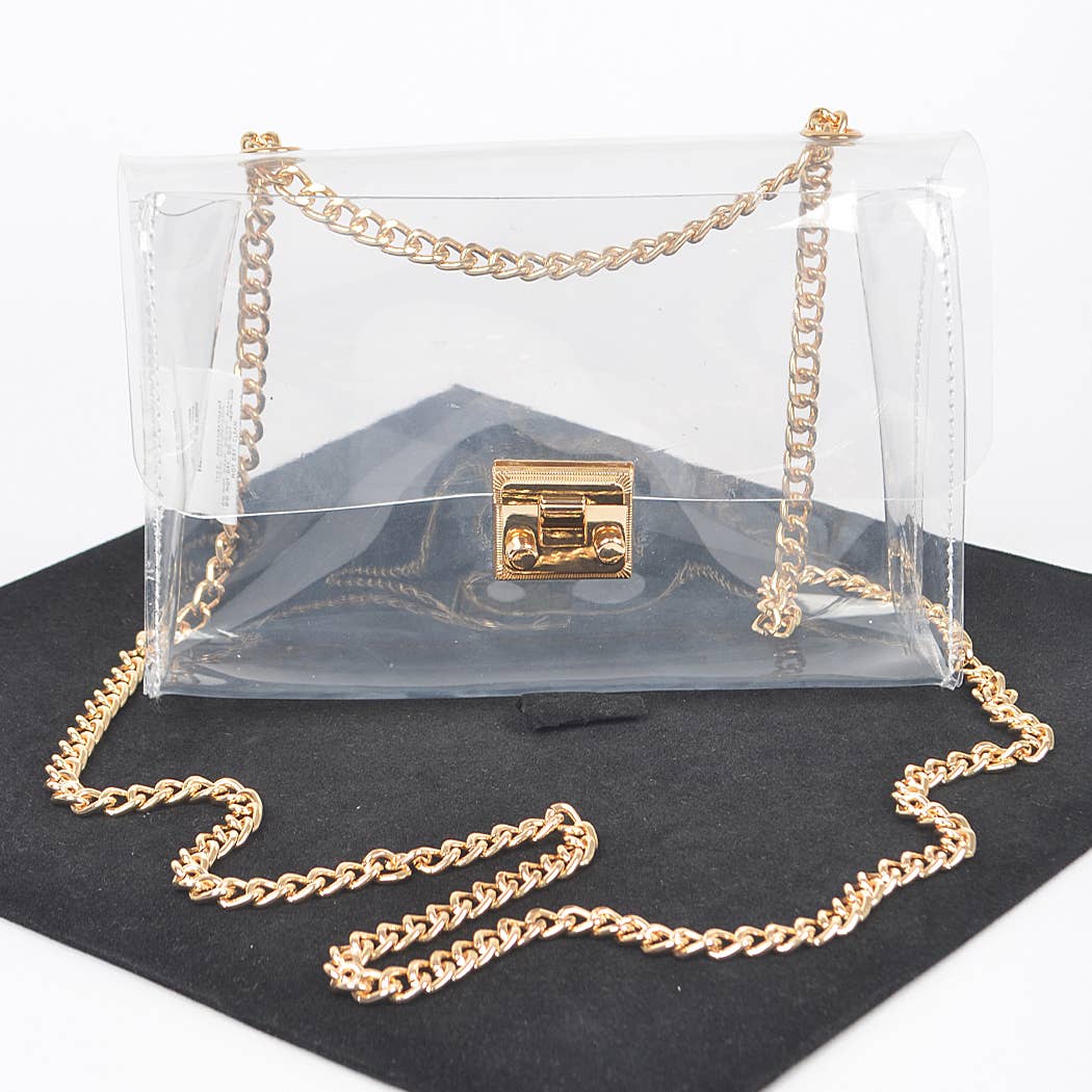 Transparent Chain Crossbody Bag:  Silver