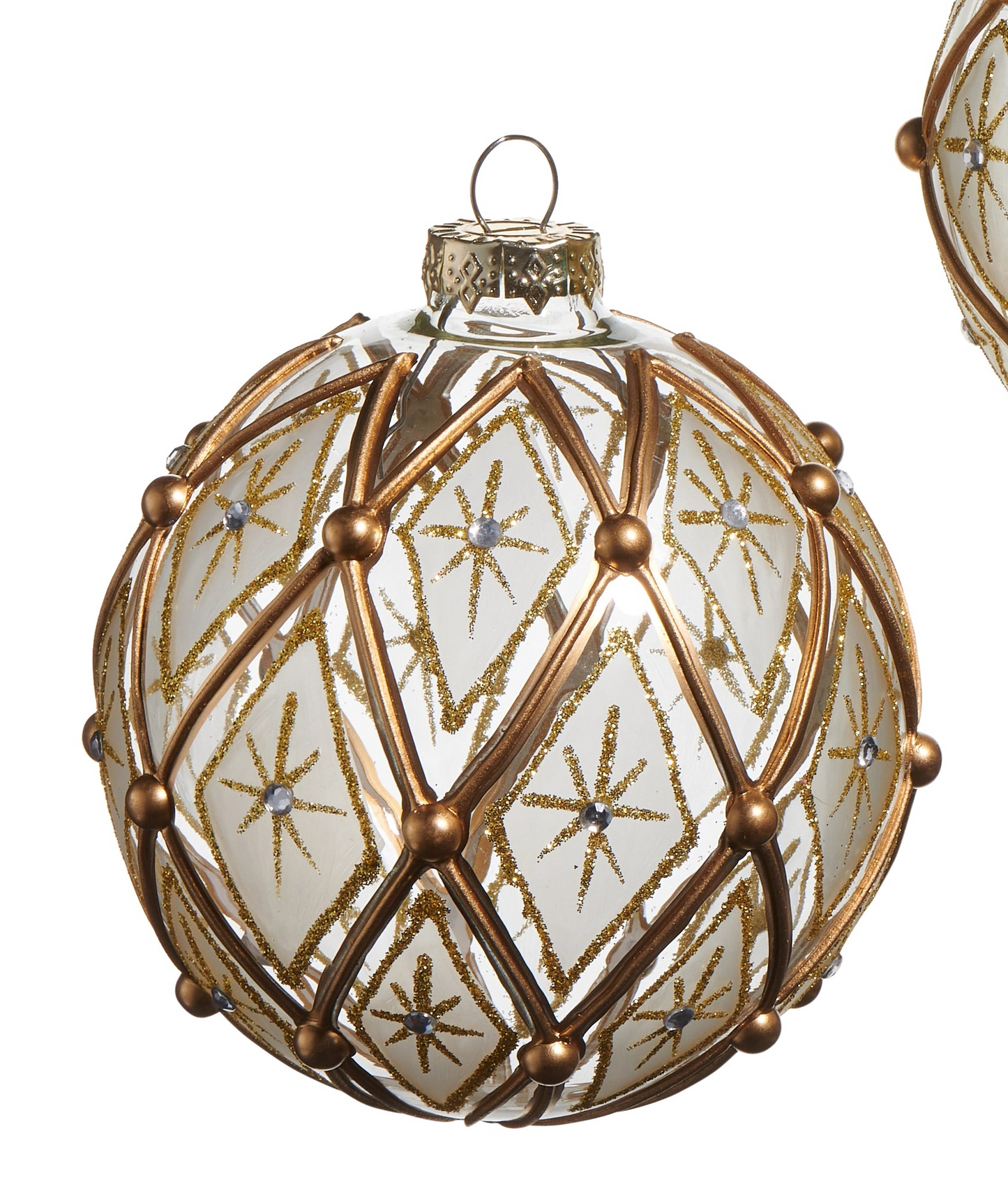 White/Gold Deco Ornaments- Round, Finial