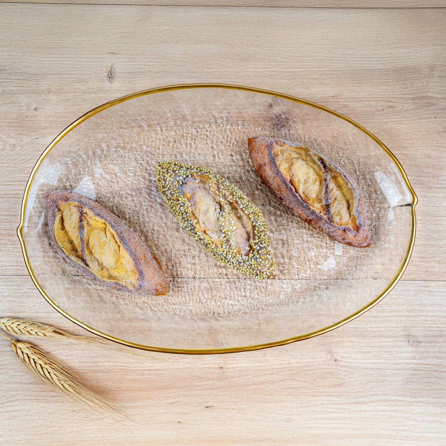Rodin Gold-Edge Oval Glass Platter