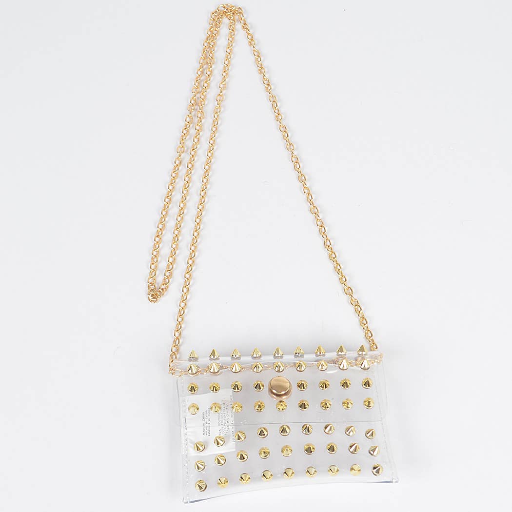 Full Spike Clear Mini Bag: Gold