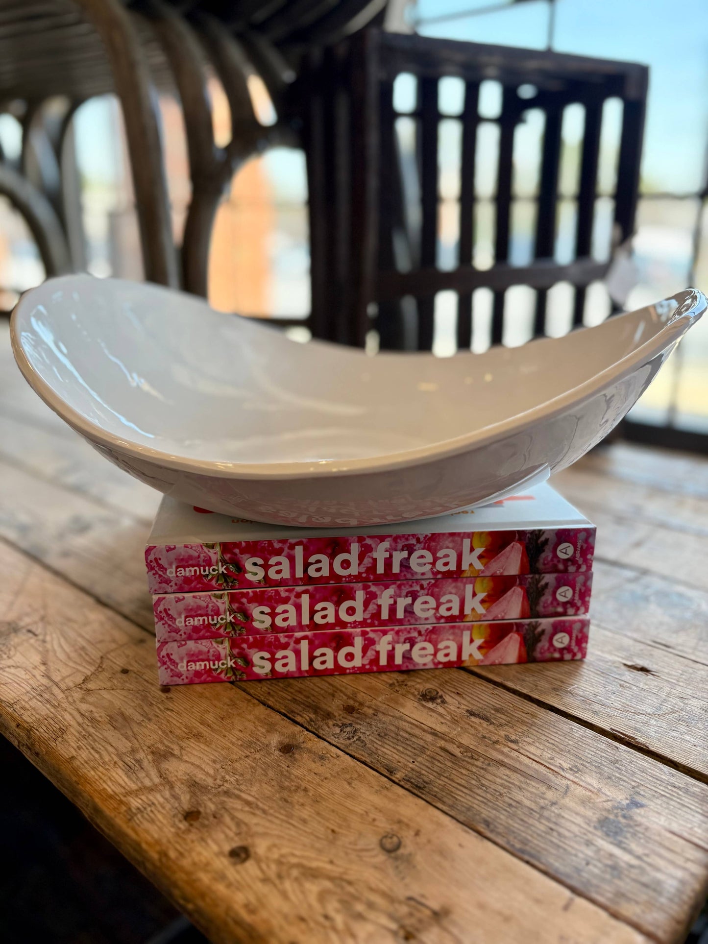 Oblong Crescent Melamine Serving Bowl: White