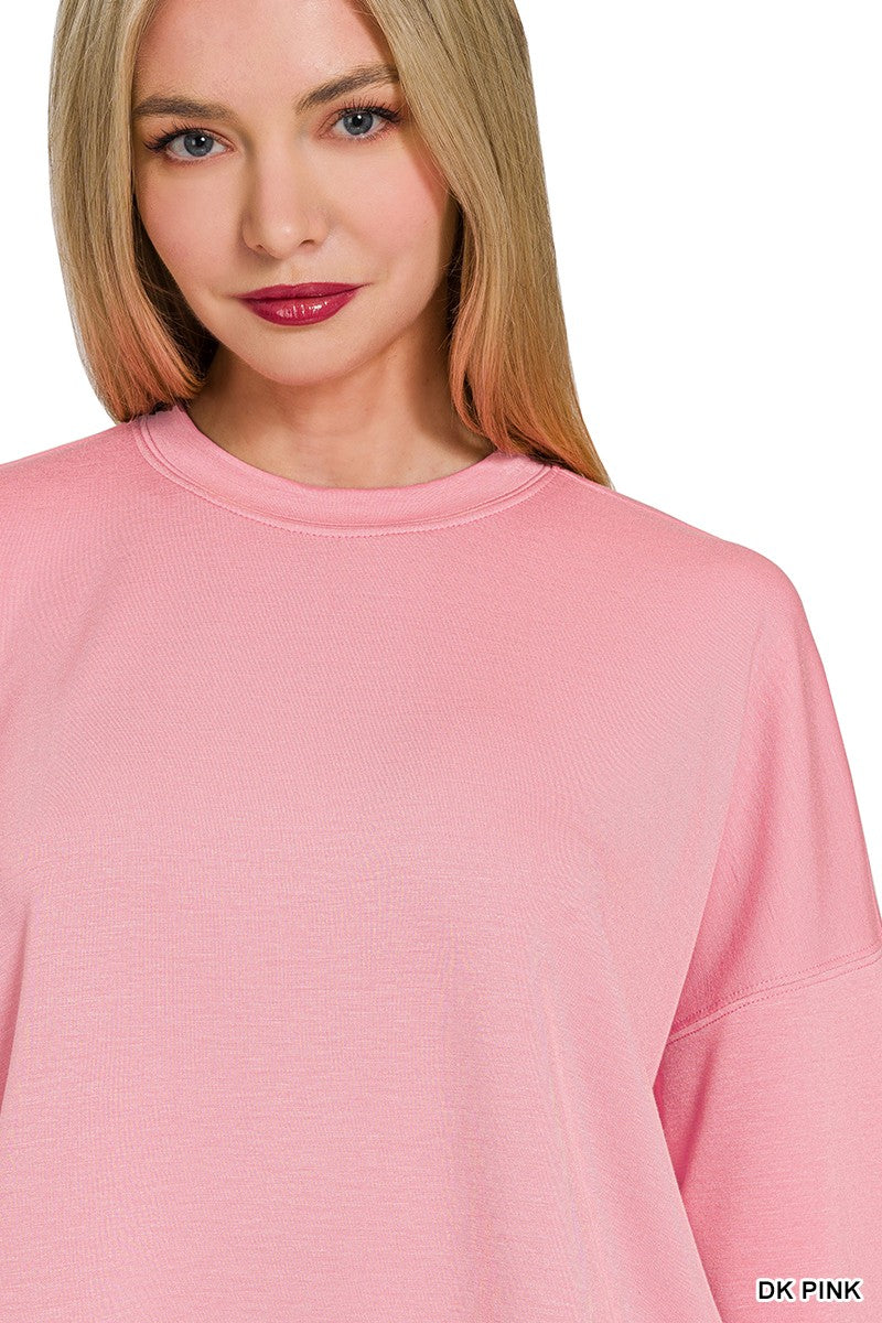 Scuba Sweatshirt & Shorts Set- Dk Pink
