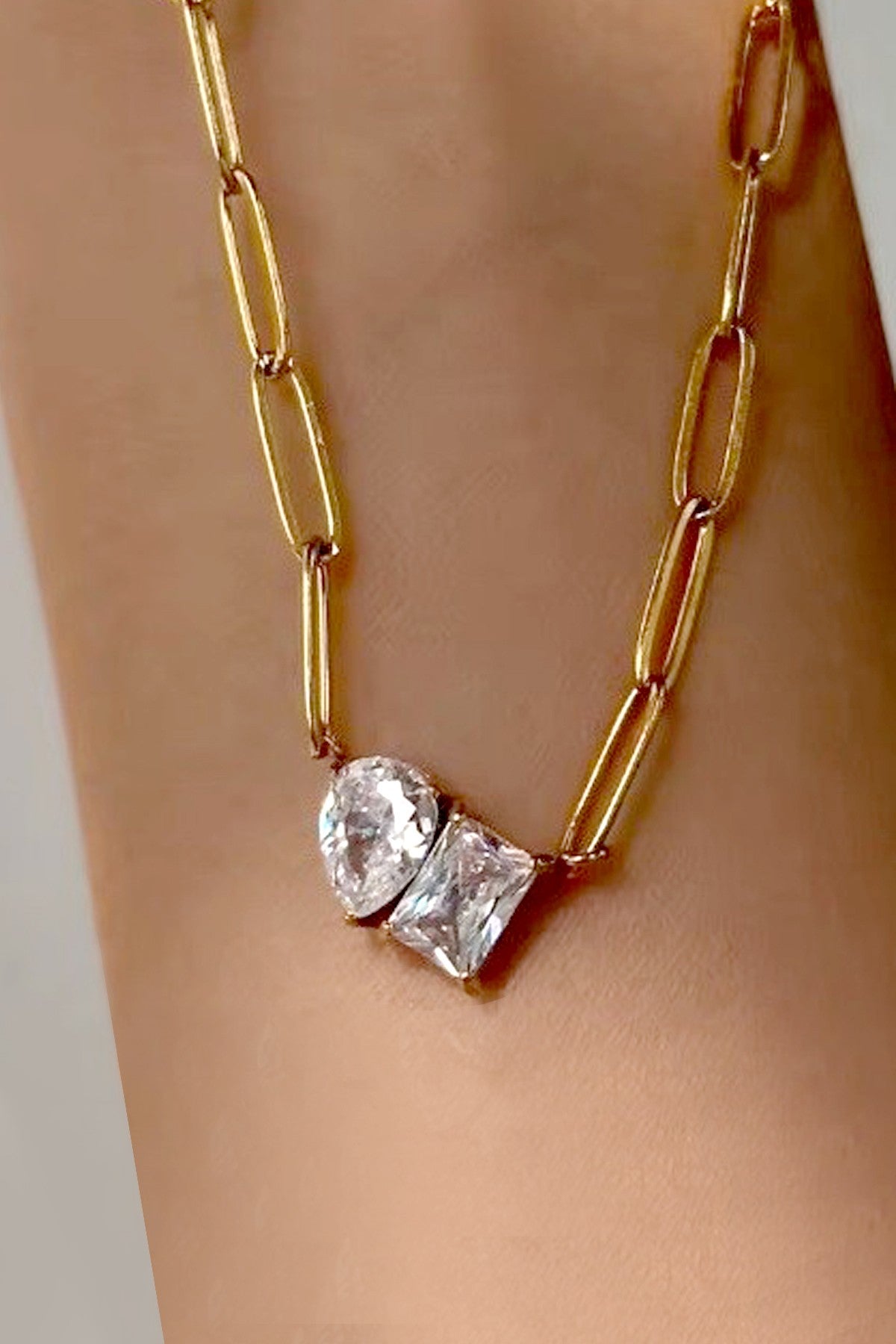 Double Gem Pendant Necklace