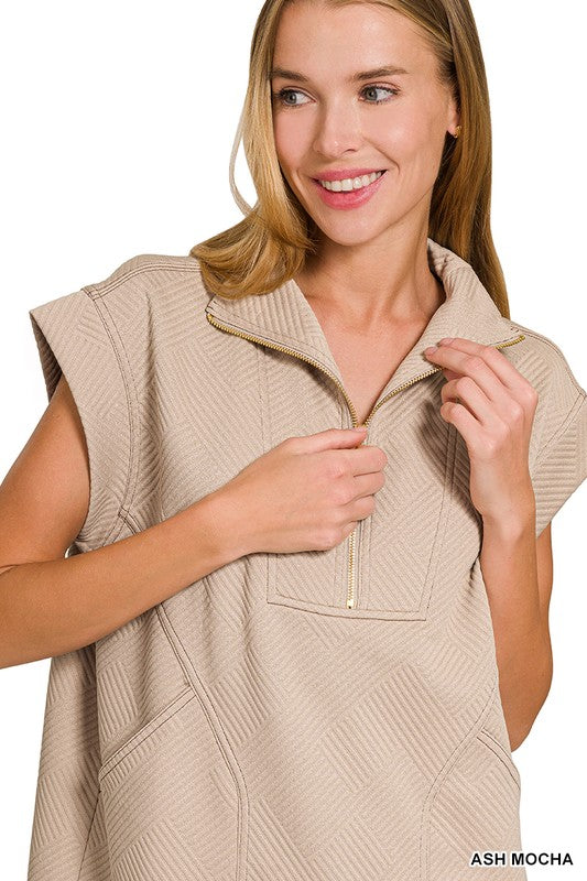 Knit Jacquard Quarter Zip Dress