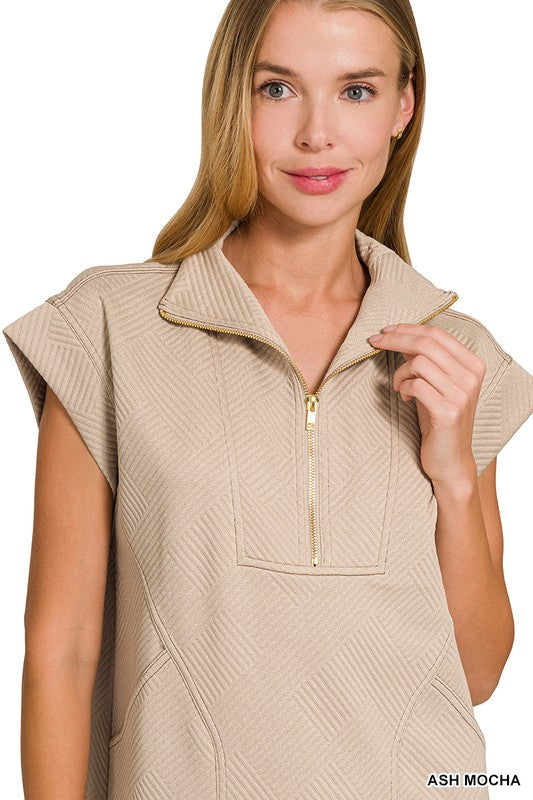 Knit Jacquard Quarter Zip Dress