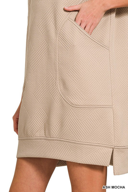 Knit Jacquard Quarter Zip Dress