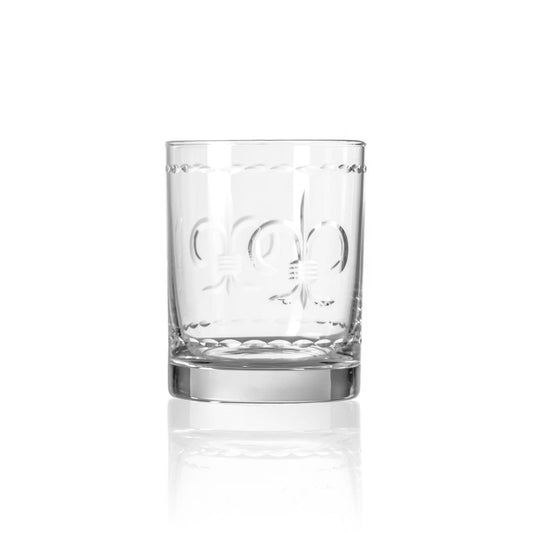Fleur De Lis Double Old-Fashioned Glass