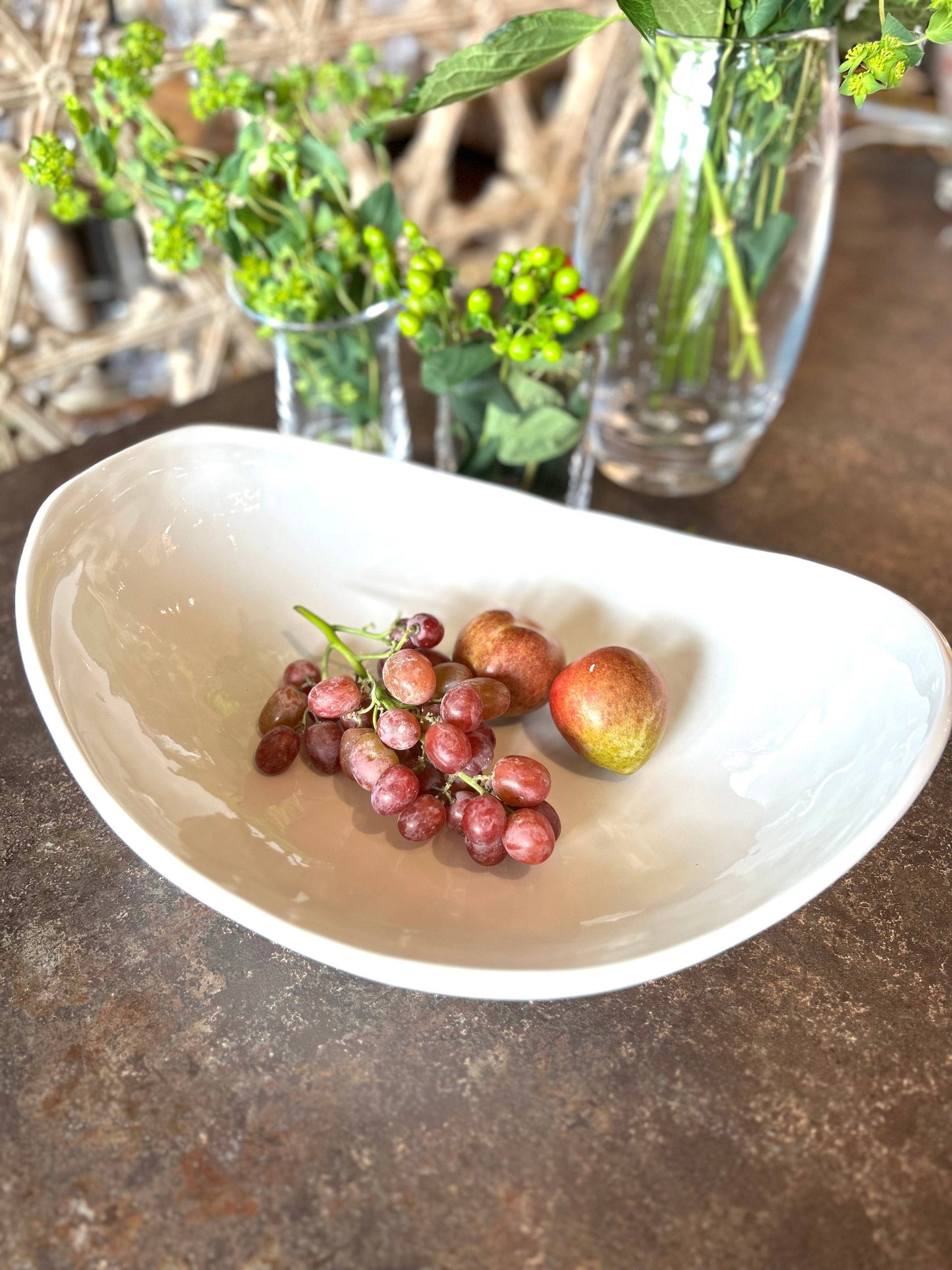 Oblong Crescent Melamine Serving Bowl: White