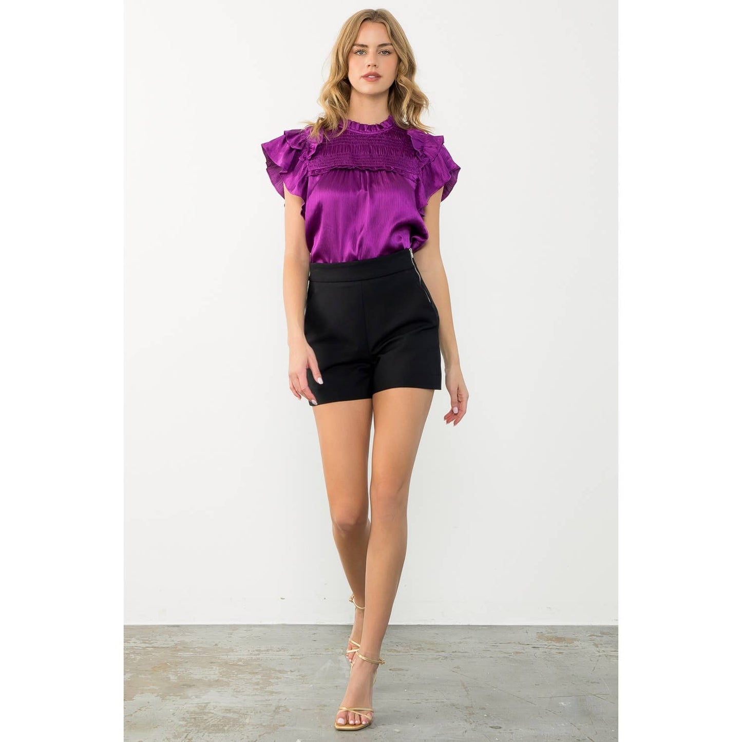 Flutter Sleeve Glimmer Top