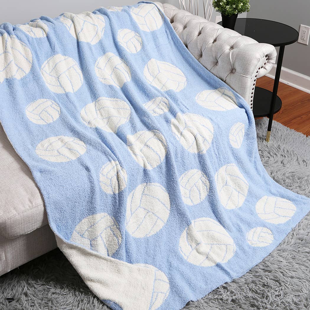 "Volleyball" Luxe Throw-Blue