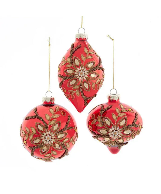 Red/Gold Jeweled Ornament-BALL, ONION, FINIAL