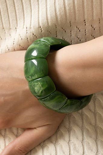 Acrylic Stretch Cord Bracelet-Green