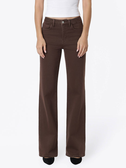 Espresso High Ride Slim Wide Leg Jean