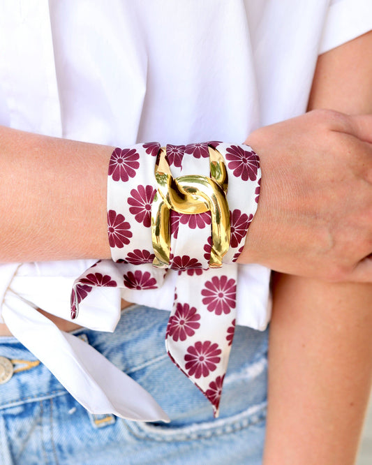 Serafina Scarf Floral Bracelet-Maroon