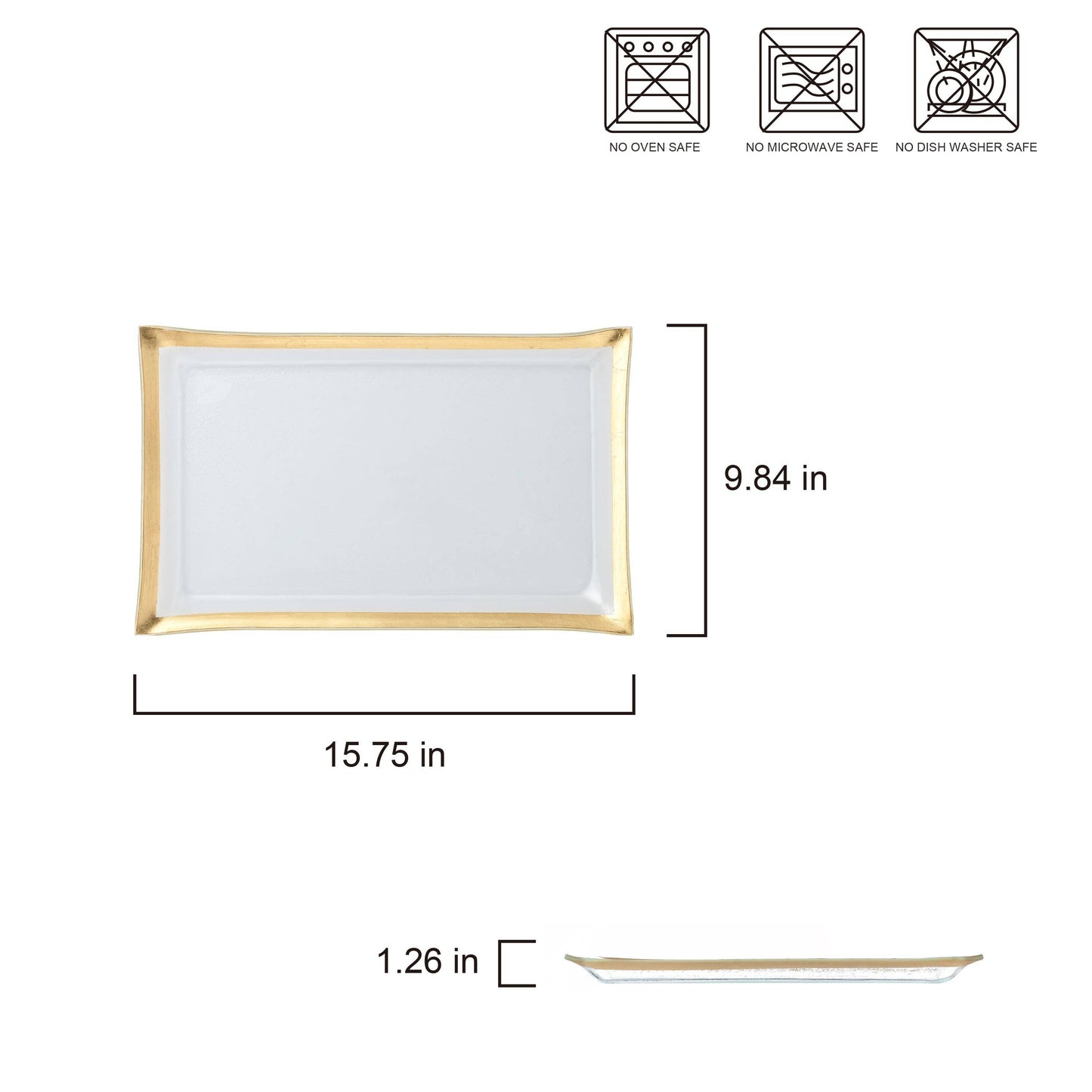 Rectangle, Gold-Edge Serving Tray-Large
