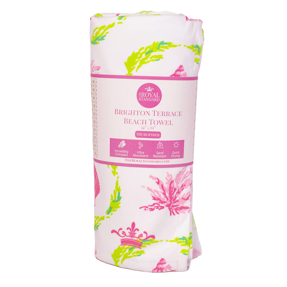 Brighton Terrace Beach Towel - Pink Lilly/Lime