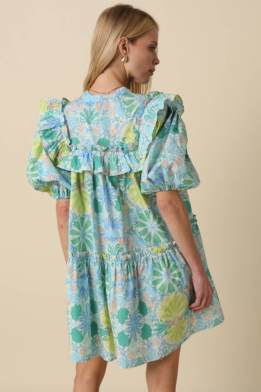 Lilah Floral Ruffle Shoulder Dress