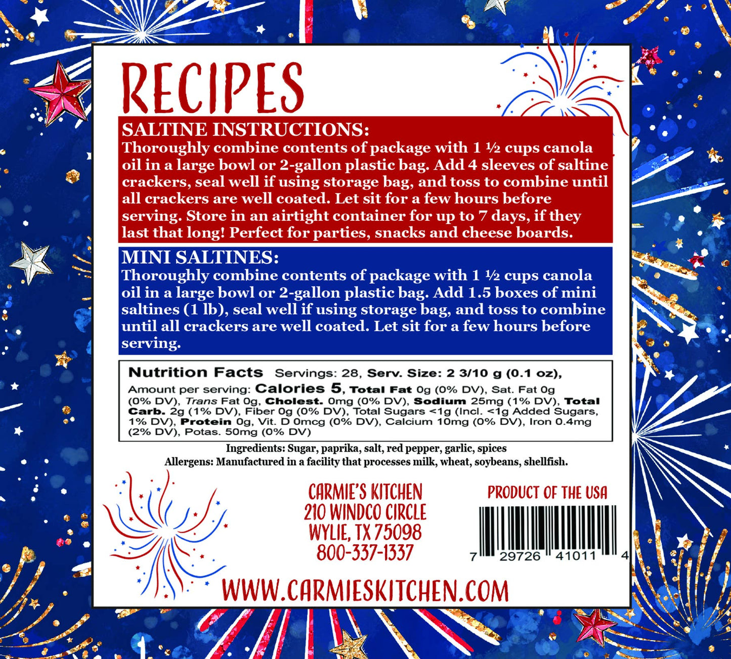 Sweet & Spicy Firecracker Cracker Mix - Americana Collection