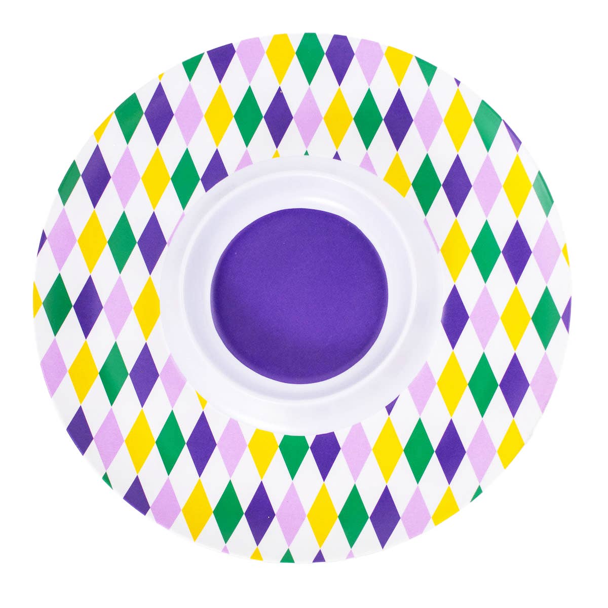 15” Mardi Gras Harlequin Melamine Chip & Dip