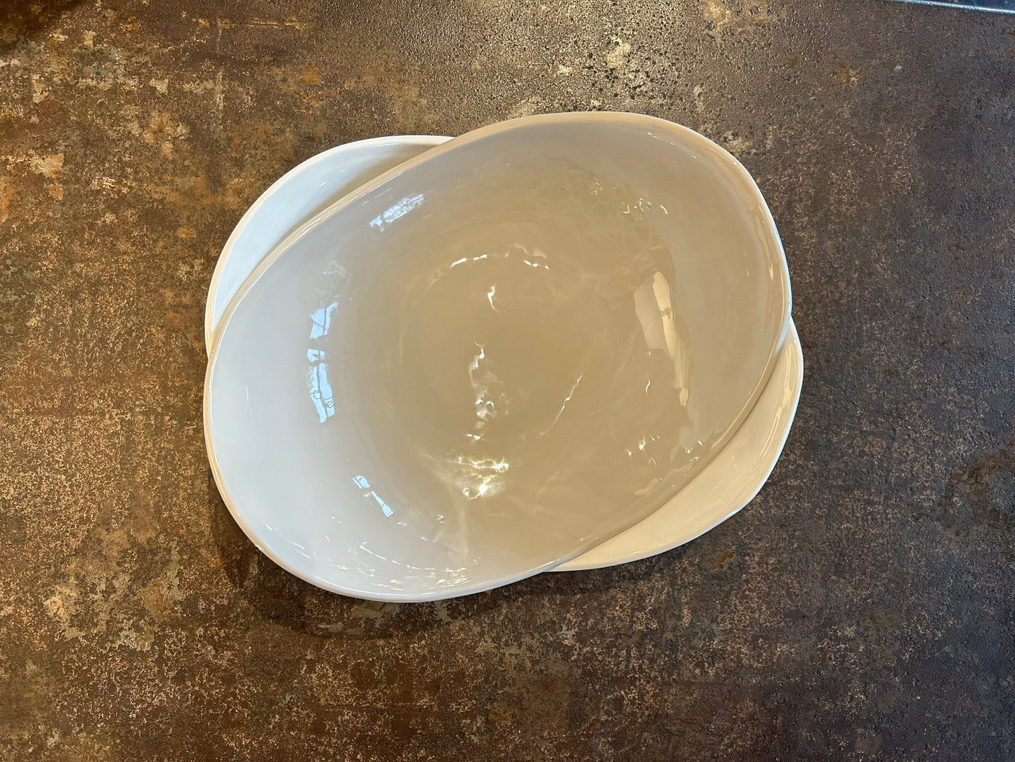 Oblong Crescent Melamine Serving Bowl: White