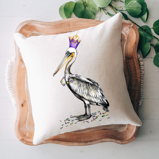 Mardi Gras Pelican Pillow