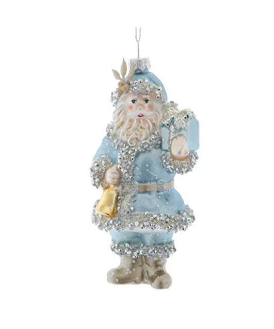 Blue/Platinum Santa Ornament