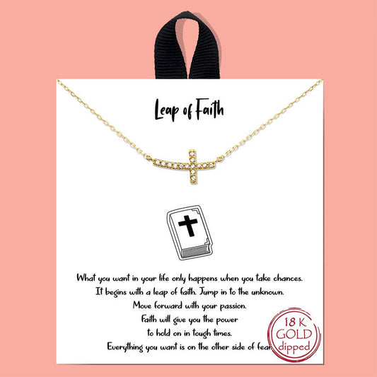 CZ Gold-Dipped Cross Necklace: GDCRY / ONE SIZE