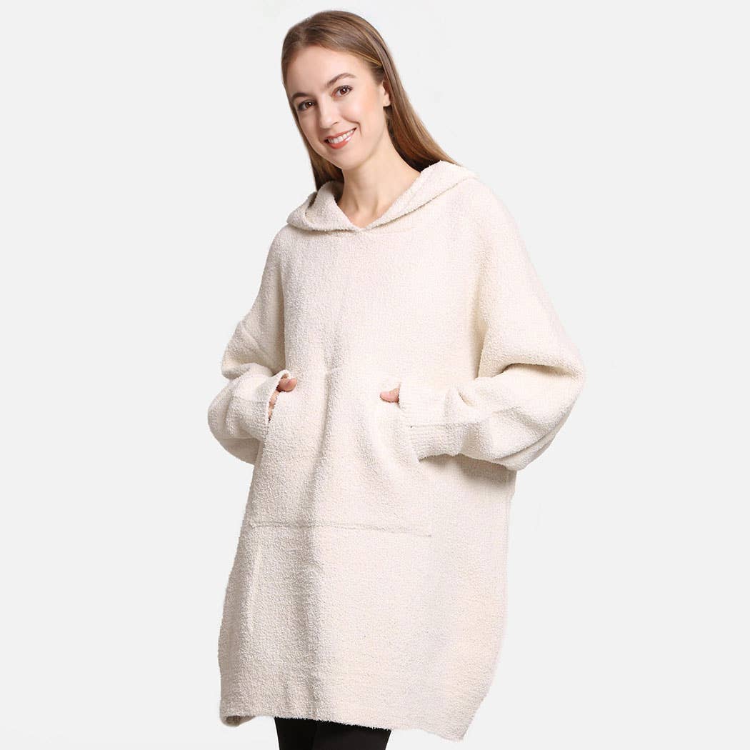 Blanket Hoodie w/Pocket- Ivory