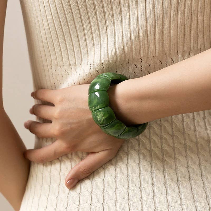 Acrylic Stretch Cord Bracelet-Green