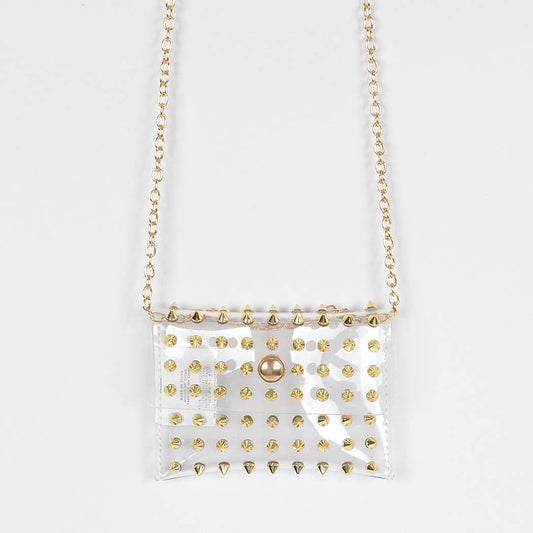 Full Spike Clear Mini Bag: Gold