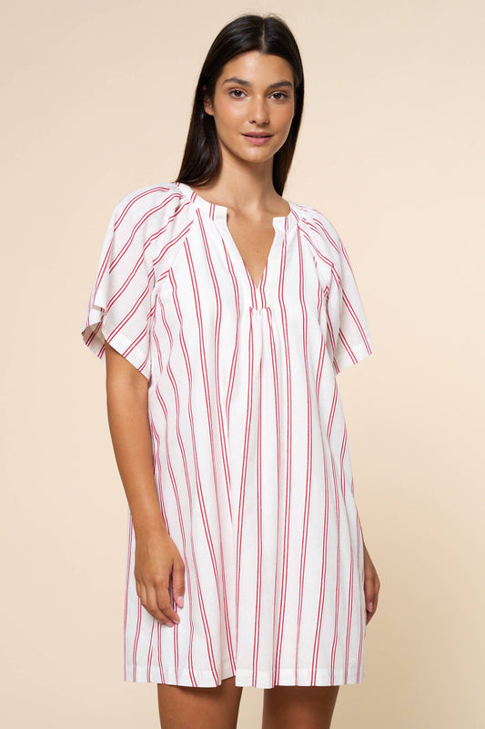 Striped Deep V-Neck Dress