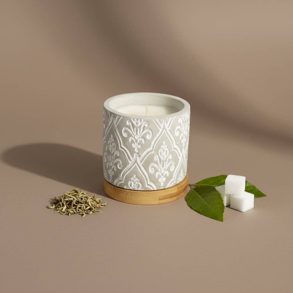 3 oz Damask Stone Candle: White Linen