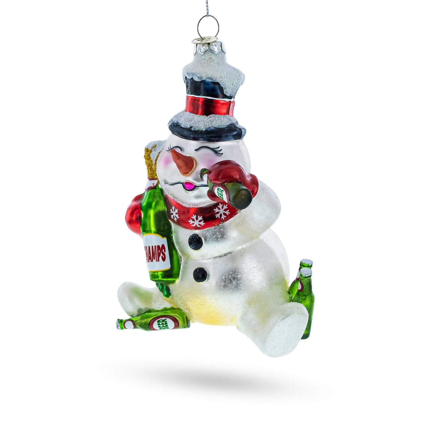 Snowman Bartender Glass Ornament