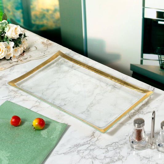 Rectangle, Gold-Edge Serving Tray-Large