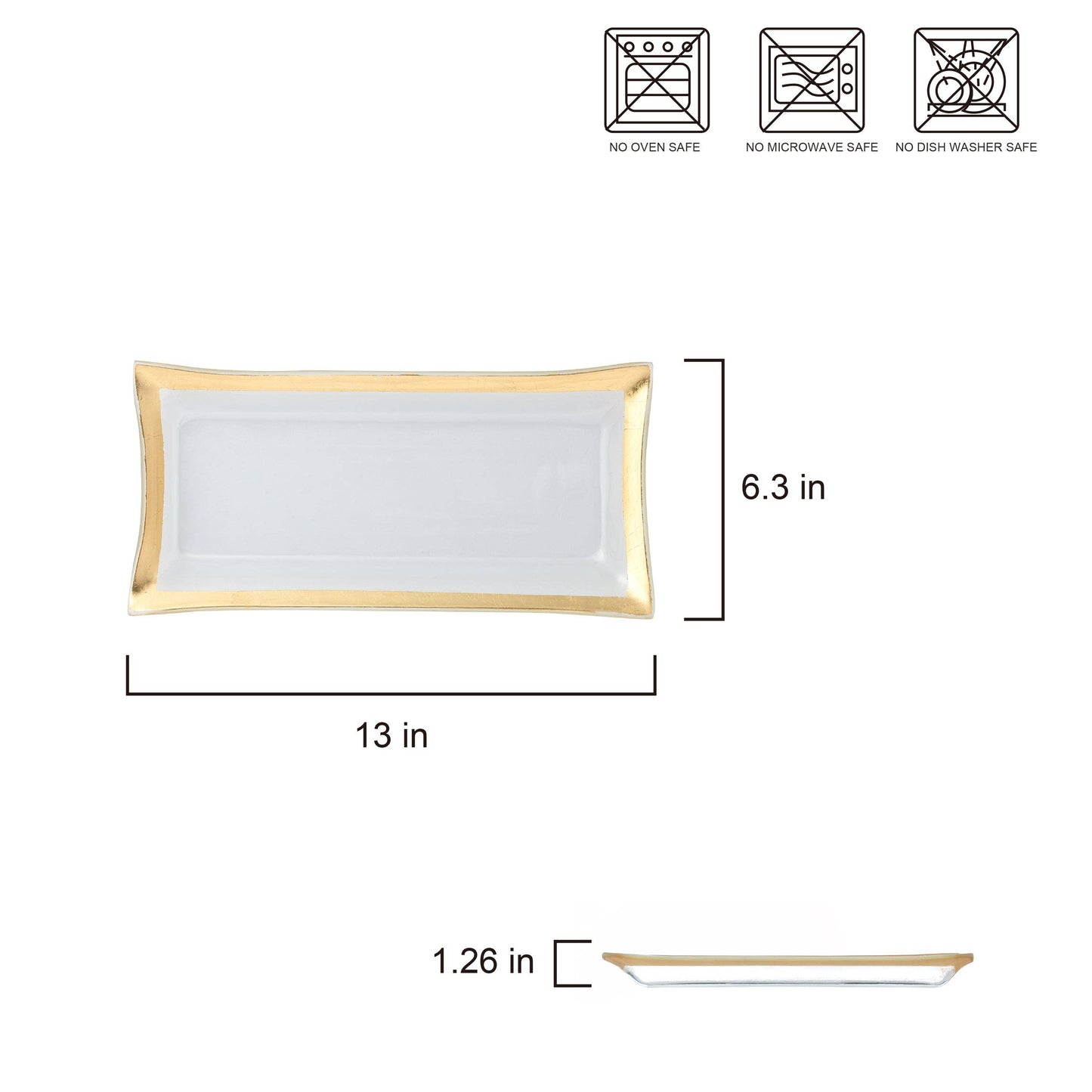 Rectangle, Gold-Edge Serving Tray-Medium