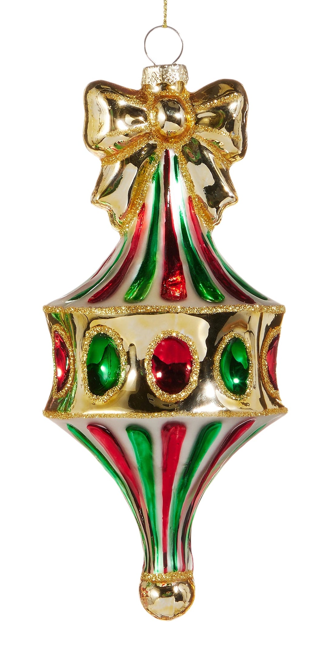 Fairground Finial Ornaments- Gold Bow, Green Bow