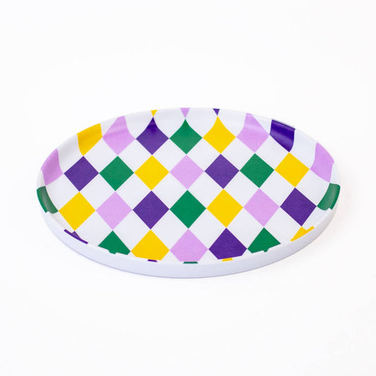 8” Mardi Gras Harlequin Melamine Plate