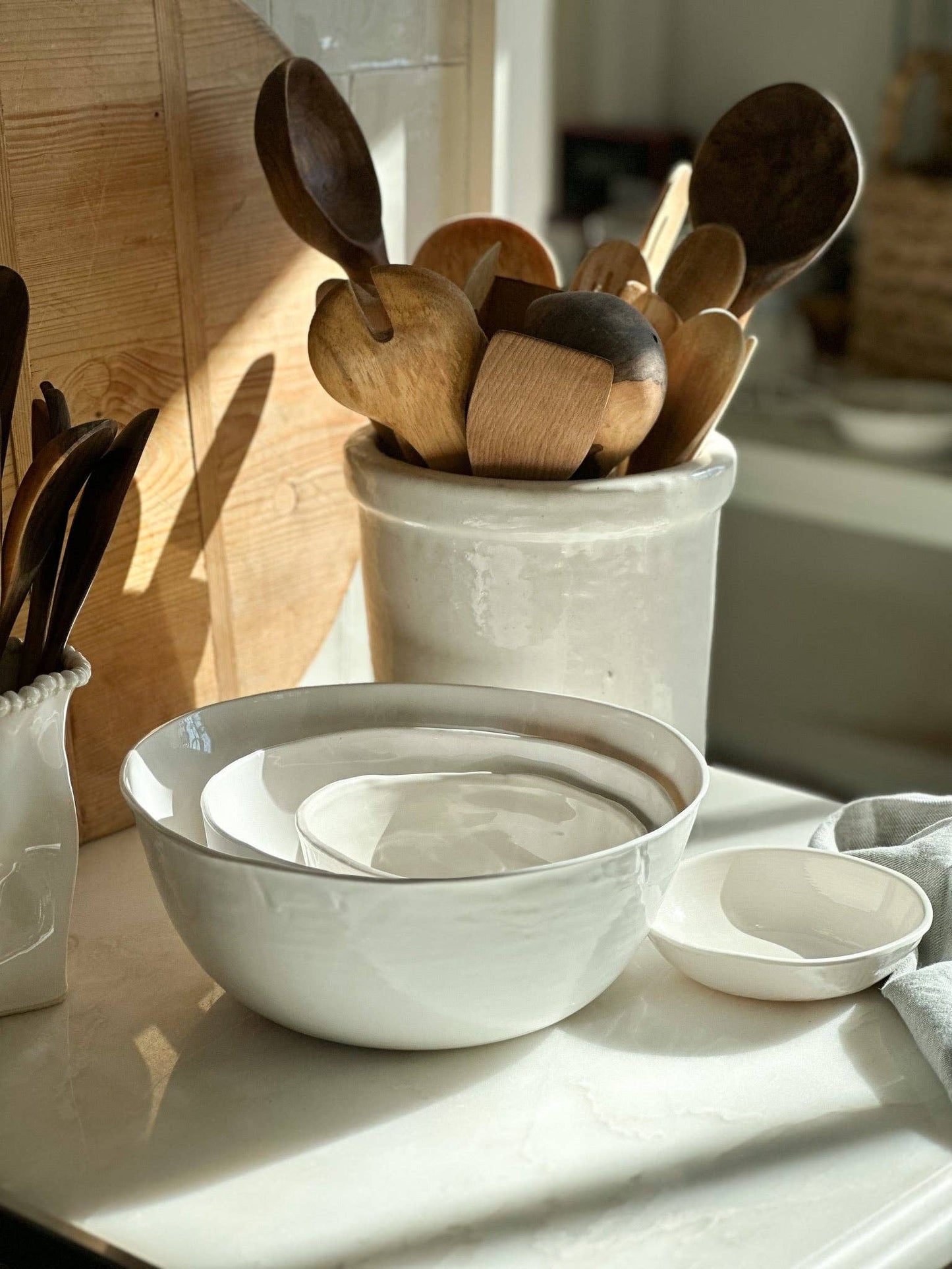 7" Stacking and Melamine Serving Bowls: White