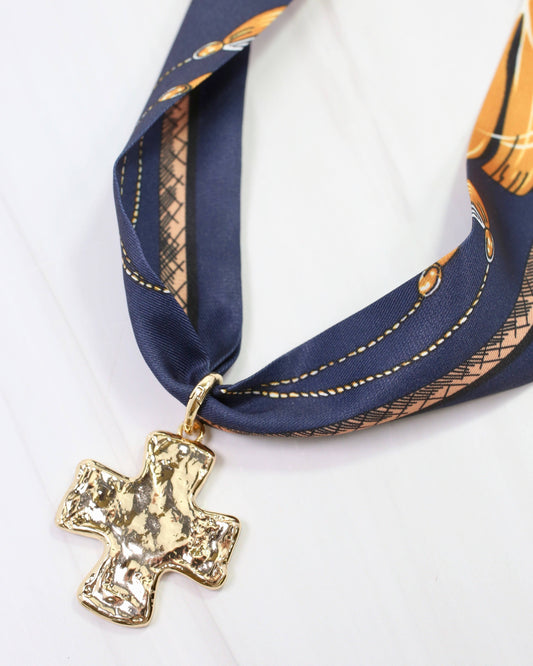 Hilda Hammered Large Gold Cross Charm