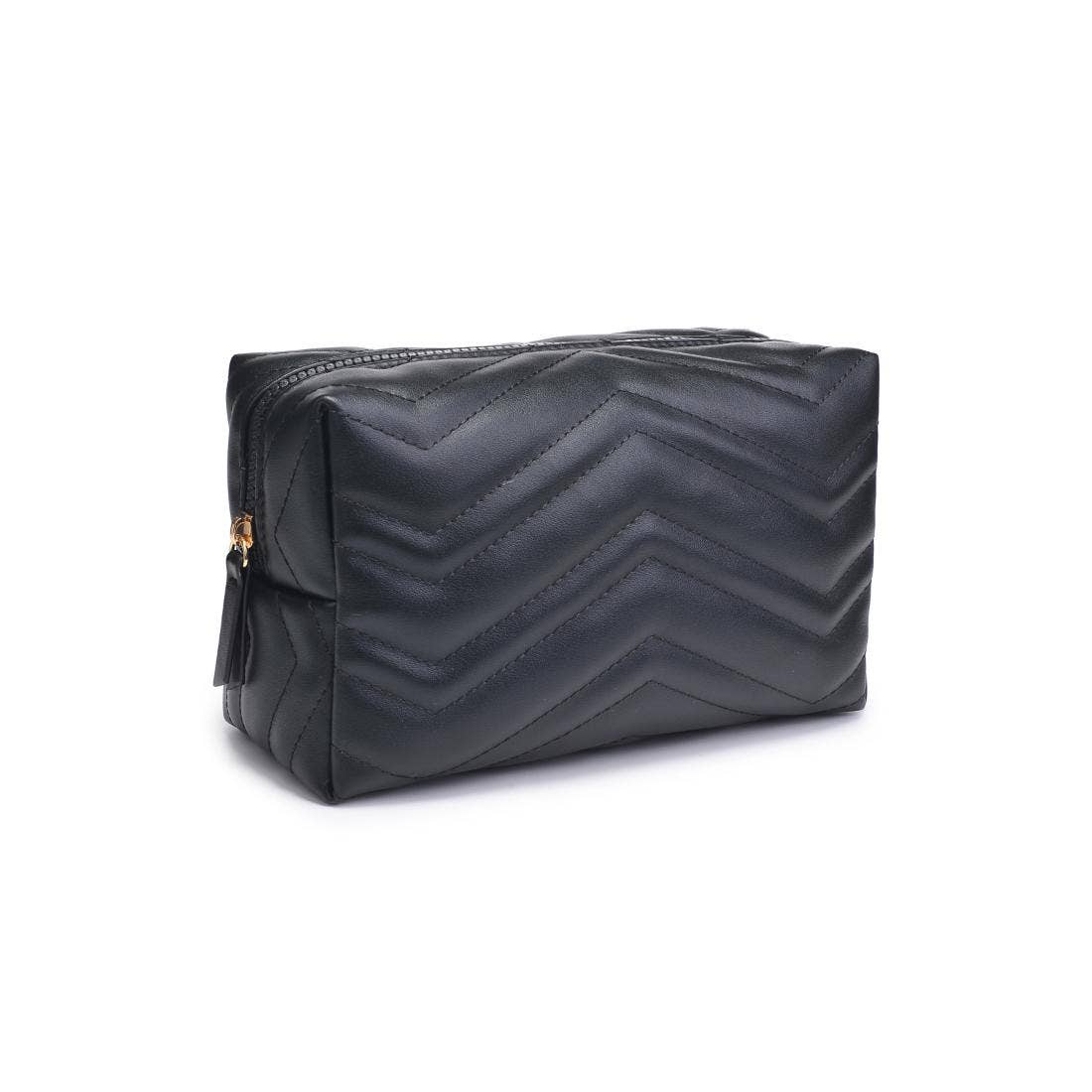 Chic Stitch Cosmetic Pouch: Black