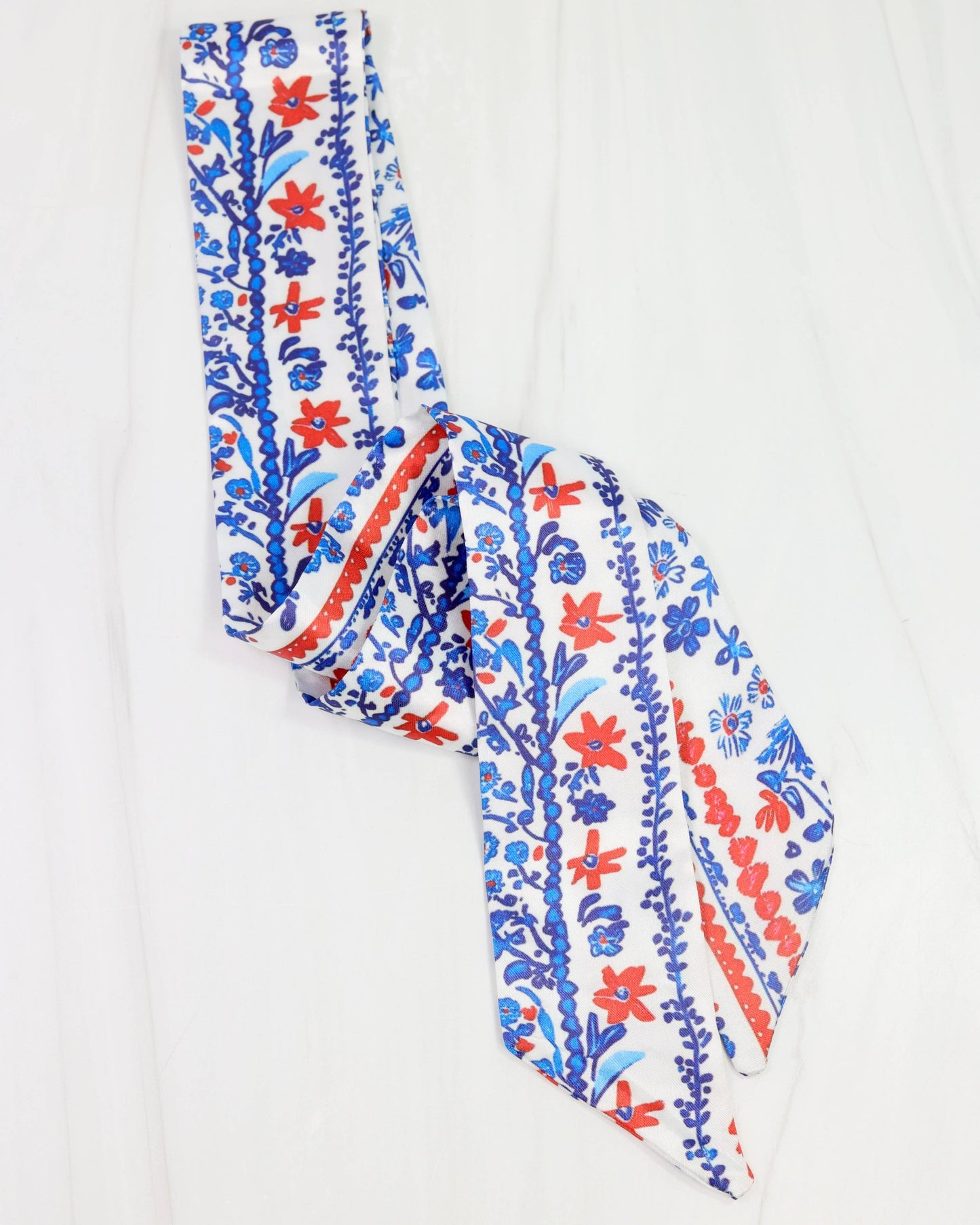 Serafina Floral Scarf-Navy/Red