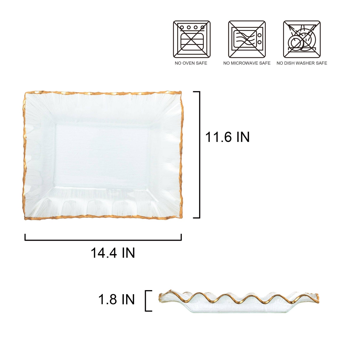 Gold, Ruffle-Edge Glass Platter