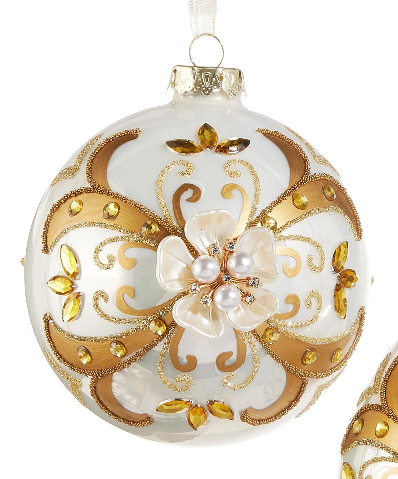 Floral Embellished Ornaments- Ball, Finial, Onion