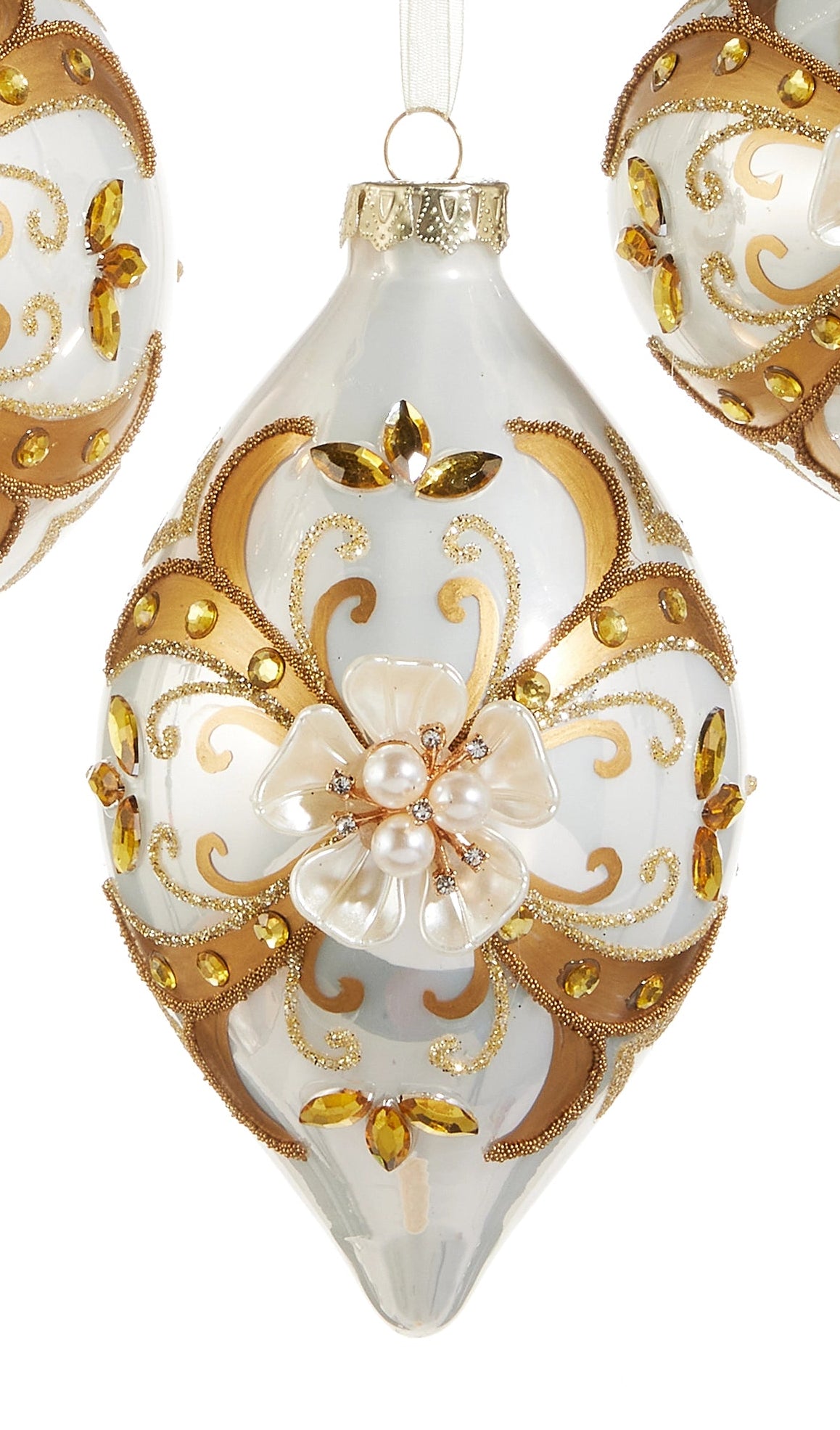 Floral Embellished Ornaments- Ball, Finial, Onion