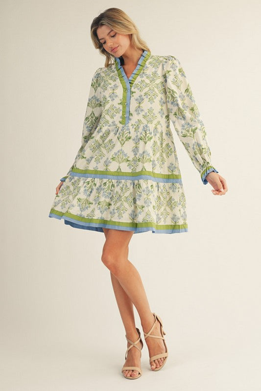 Ruffle Detail Floral Tiered Dress