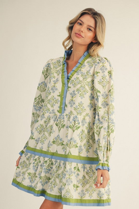 Ruffle Detail Floral Tiered Dress