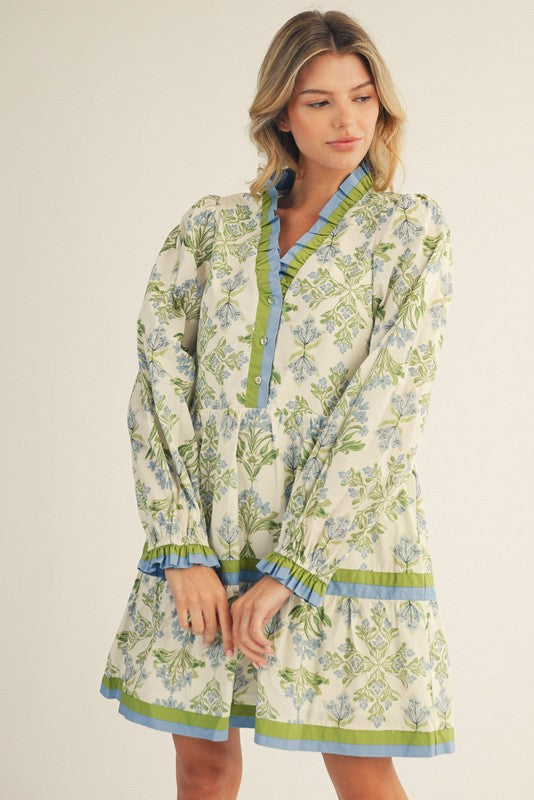 Ruffle Detail Floral Tiered Dress