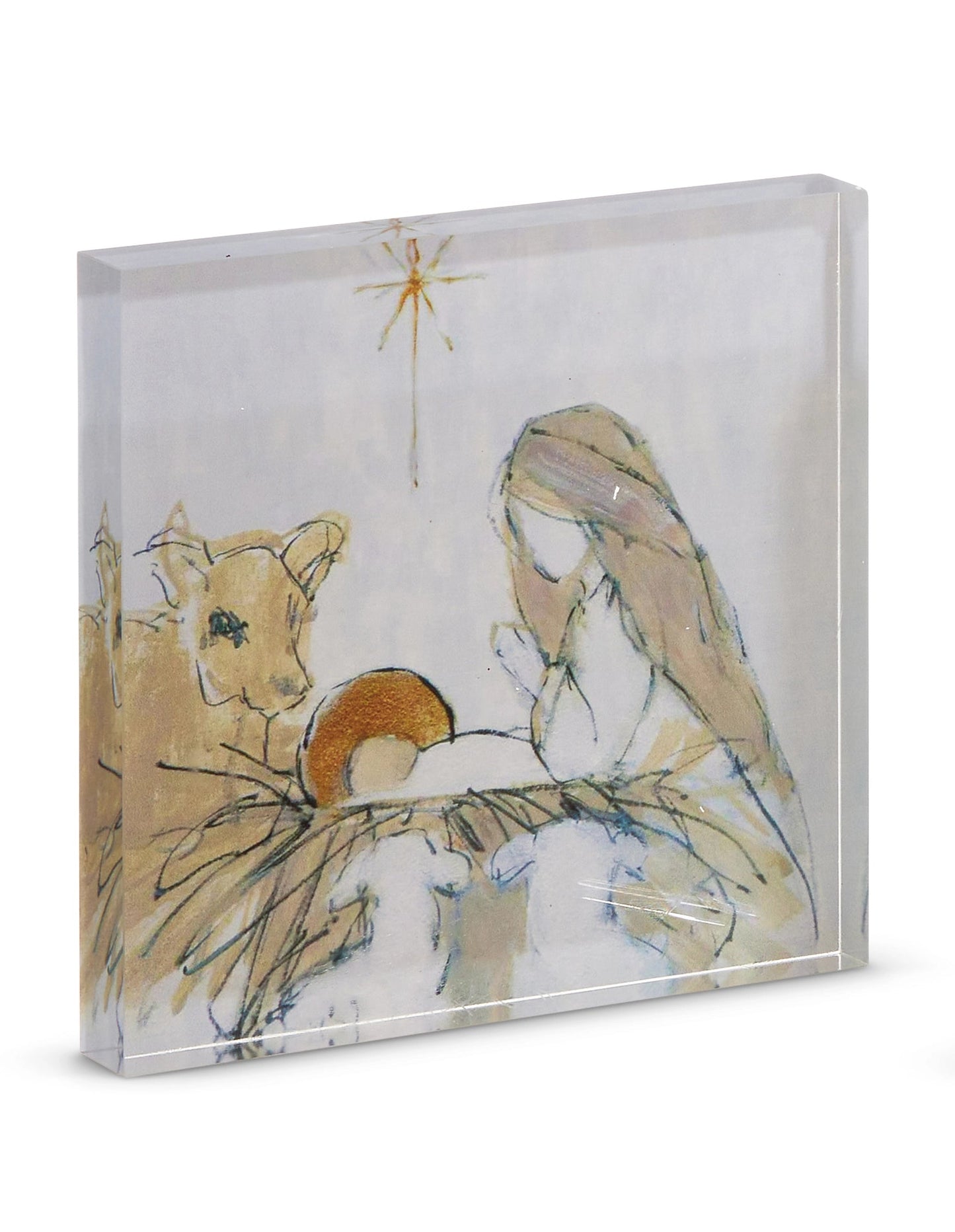 "Glorify Him" Acrylic Block- Mary, Mary w/Joseph
