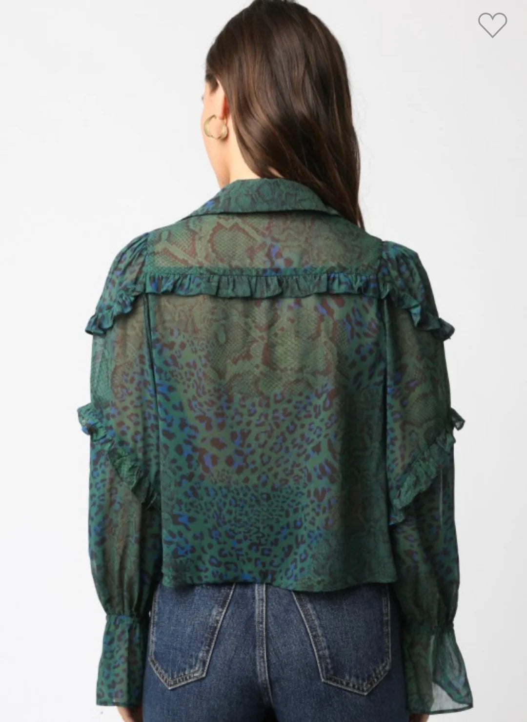 Zaria Green Ruffle Blouse